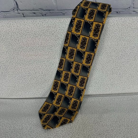 Geoffrey Beene‎ 100% Silk Paisley/Mirror Deco 4 inch Geometric Tie - Picture 1 of 6